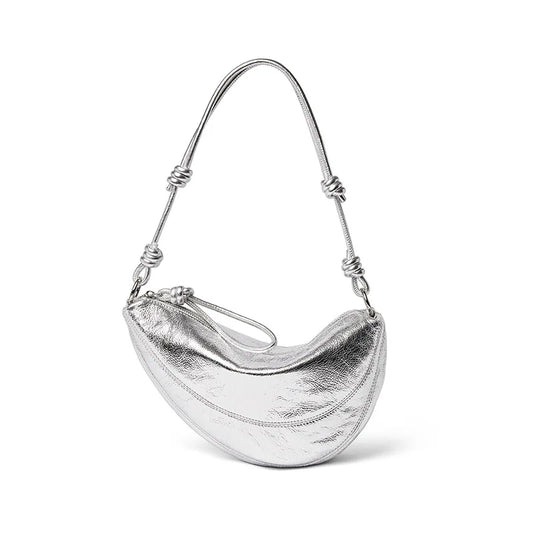 Fashionable Genuine Leather Saddle Bag, Top-grain Cowhide Dumpling Bag, High-end and Versatile Single-shoulder Crossbody Bag