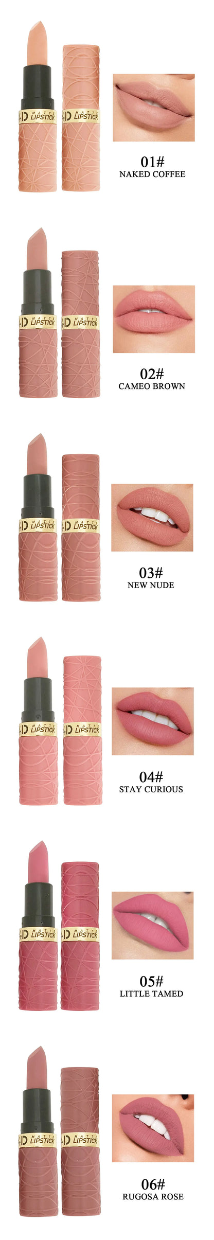 6Pcs Velvet Matte Lipstick Set Long Lasting Waterproof Lip Makeup Non Stick Moisturizing Lip Tint For Women Sexy Beauty