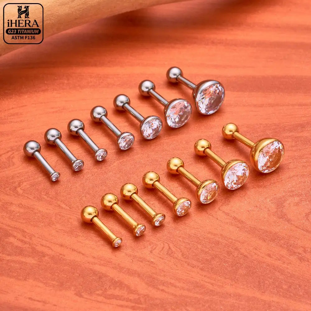ASTM F136 Titanium Piercing Round Bowl Shaped Screw Labret Earring Set Lip Ring Cartilage Tragus Conch Jewelry Helix Nose Studs