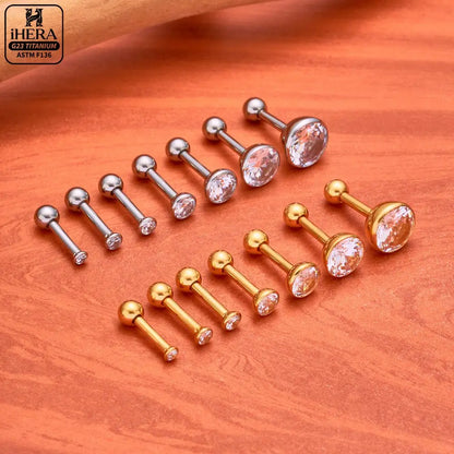 ASTM F136 Titanium Piercing Round Bowl Shaped Screw Labret Earring Set Lip Ring Cartilage Tragus Conch Jewelry Helix Nose Studs