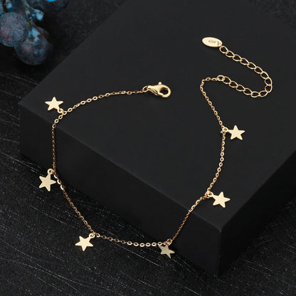 Rinntin Italian Sparkle Mirror Link Chain Anklet Women's 925 Silver Summer Foot Chain Bracelet Fashion Ankle Straps Jewelry SA29