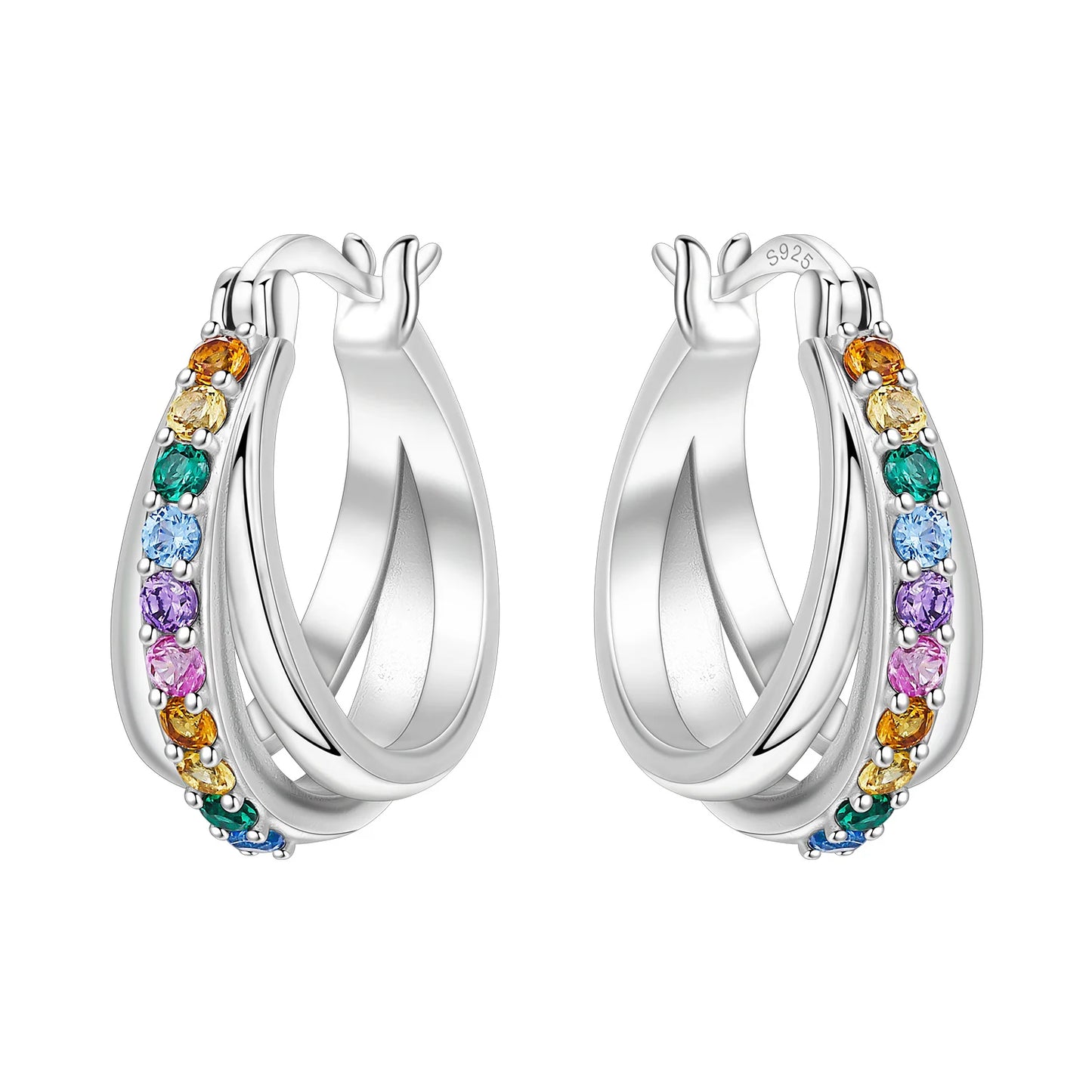 925 Sterling Silver Exquisite Multi-layer Ear Ring Jewelry Versatile Hoop Earrings For Women Jewelry Fine Birthday Party Gift