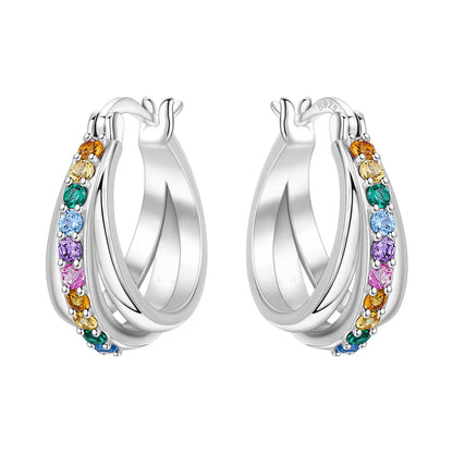 925 Sterling Silver Exquisite Multi-layer Ear Ring Jewelry Versatile Hoop Earrings For Women Jewelry Fine Birthday Party Gift