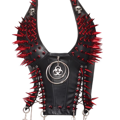Goth Top Y2K Clothes Women's Tanks Emo Clothing Gothic Boho Tops with Spikes Punk Rock Teens Festival Spiked Bra Grunge T shirt