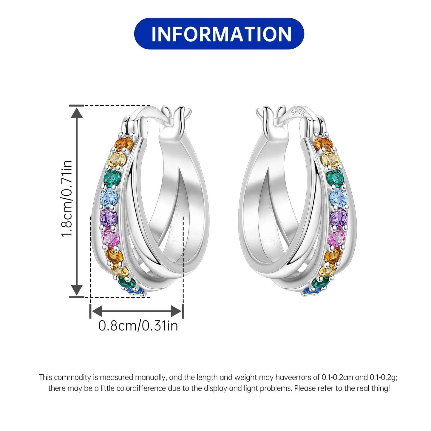 925 Sterling Silver Exquisite Multi-layer Ear Ring Jewelry Versatile Hoop Earrings For Women Jewelry Fine Birthday Party Gift