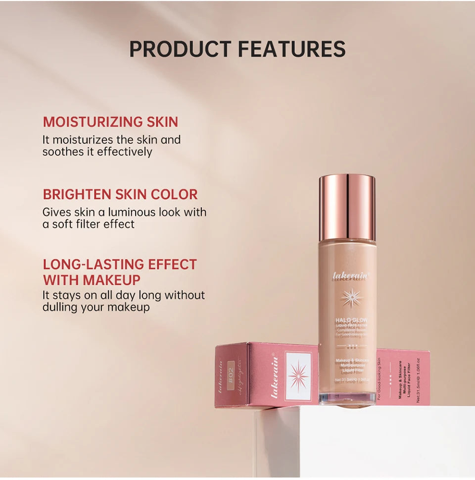 Halo Glow Liquid Filter Liquid Highlighter Face Contouring Pearlescent Makeup Brightener Bronzer Glow Body Face Contour Shimmer