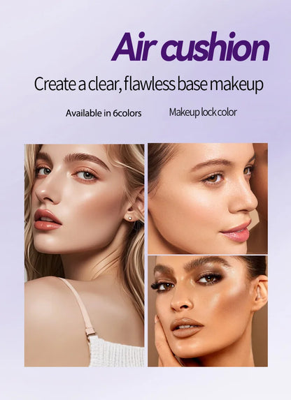 Korean Air Cushion Concealer Foundation, SPF Makeup Base with Soft-Focus Filter, Lightweight Non-Cakey, Long-Lasting Matte Cover