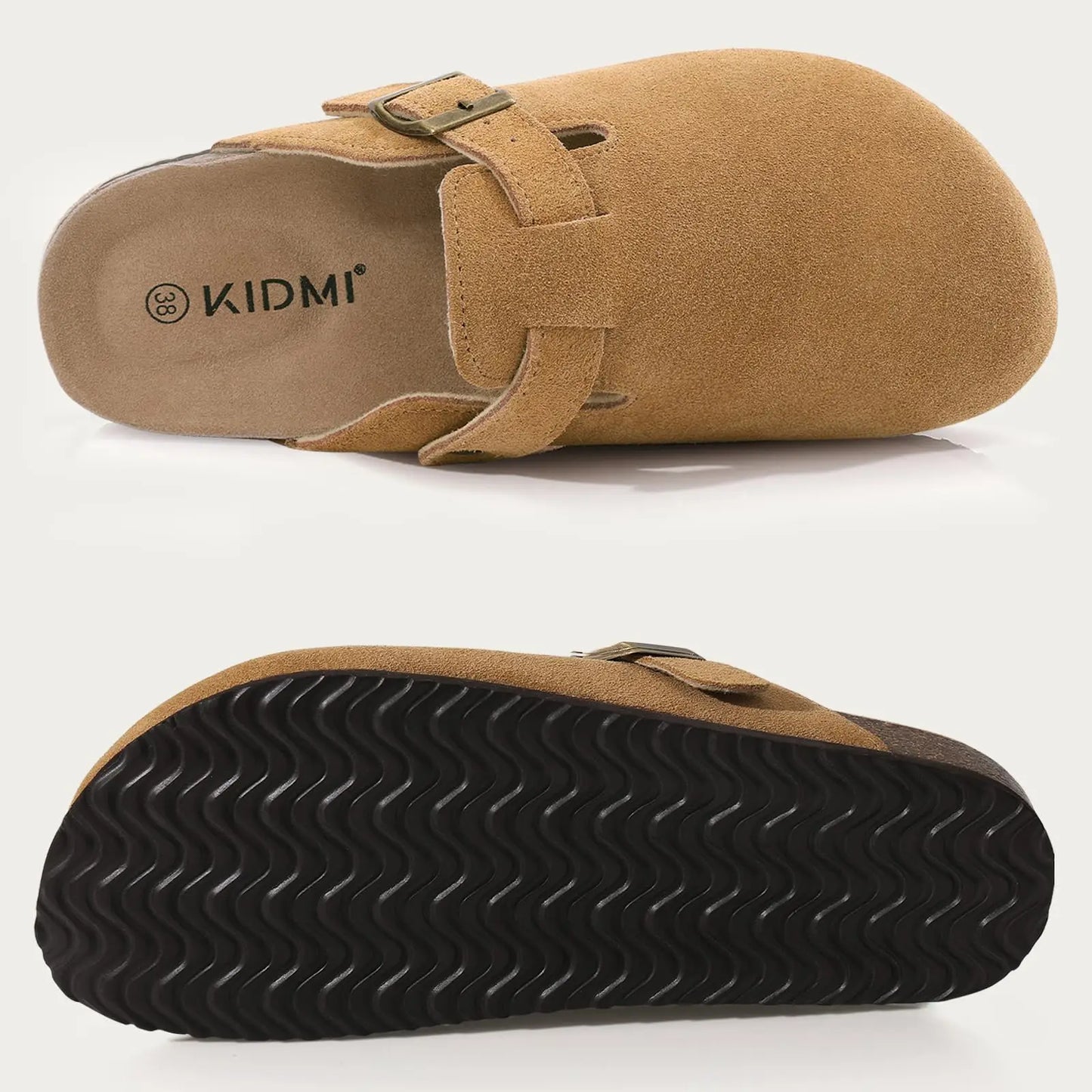 Goosecret Genuine Cow Suede Clogs for Women Men Clogs Soft Cork Footbed Mules Leisure House Shoes with Arch Support Beach Slides