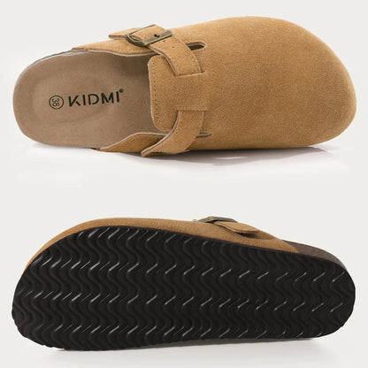 Goosecret Genuine Cow Suede Clogs for Women Men Clogs Soft Cork Footbed Mules Leisure House Shoes with Arch Support Beach Slides
