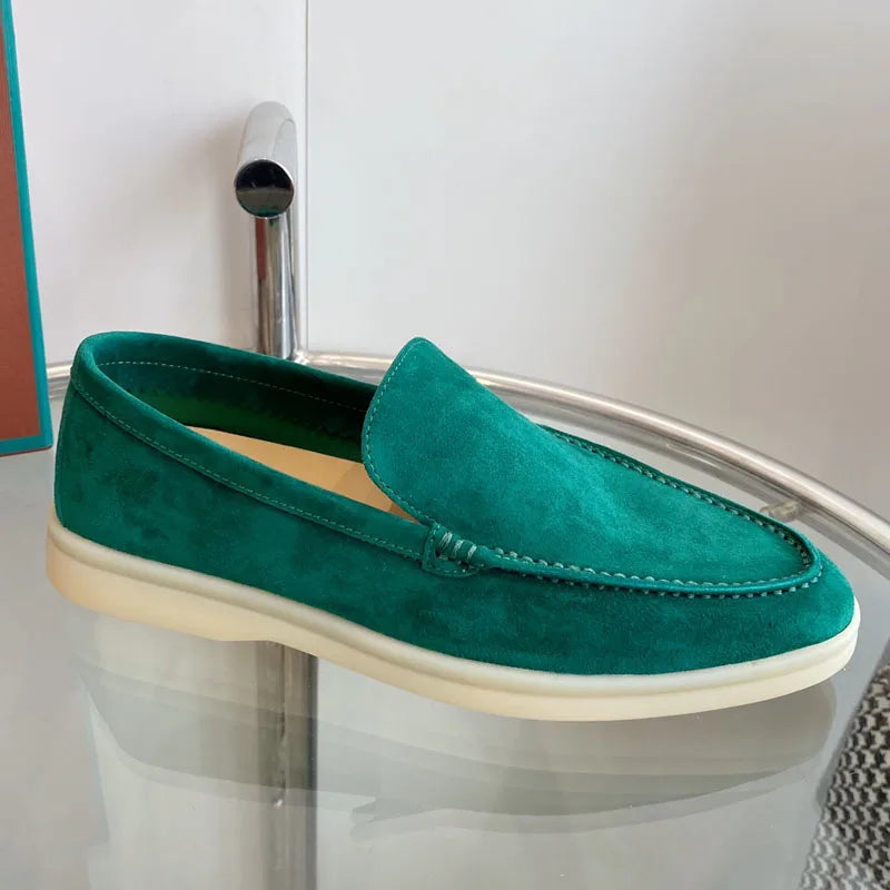 High Quality Men's walking driving shoes Unisex All genuine leather loafer Sheepskin suede Flat casual women's shoes large size