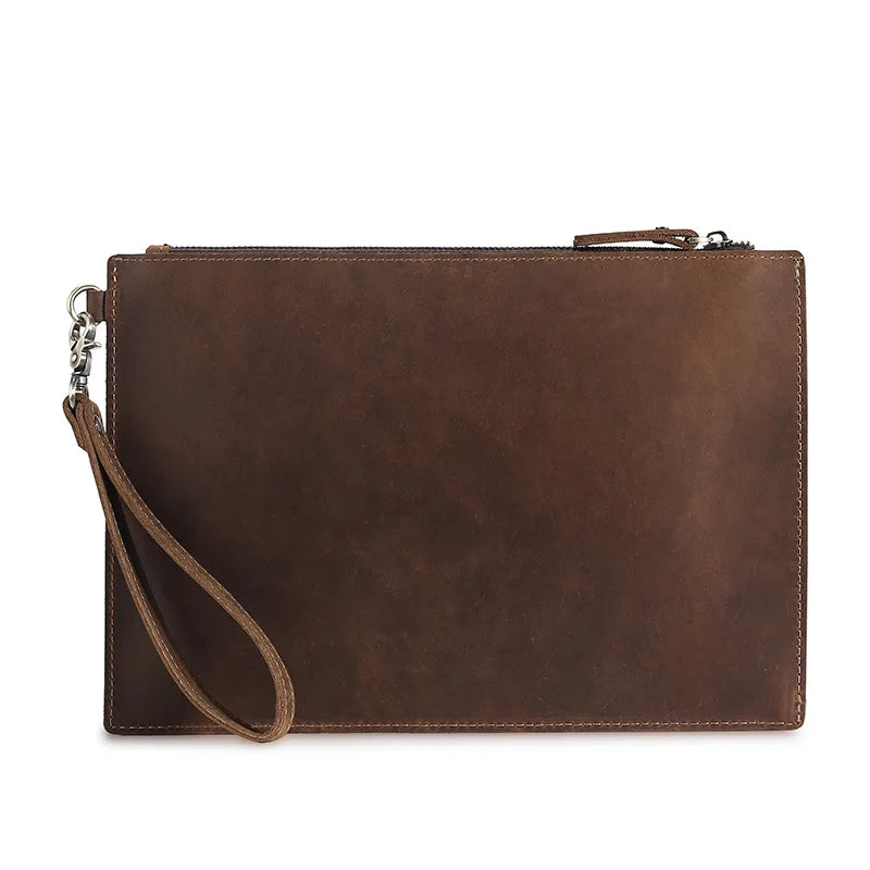 New Real Leather Handbag for Men Day Clutches Luxury Wristlet Coin Card Holders Zipper Clutch Designer Men's Wallets Purse Bolso