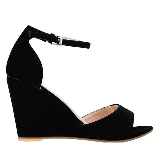 Women Wedge Sandals Sexy Pumps 8cm Casual Open Toe Ankle Strap Buckle High Heels Party Wedding Dress Ladies Shoes Large Size 42
