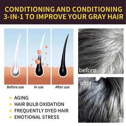 100ML Magic Natural Herbal Hair Dye Shampoo 3 in 1 Hair Color Shampoo for Gary Hair Dark Brown Black Women & Men Grey Coverage