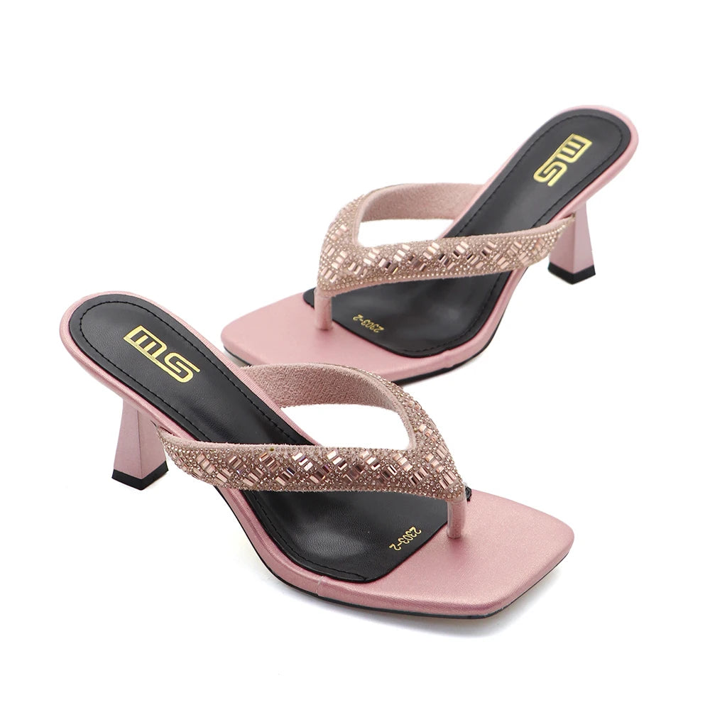 Black Red High Heel Slippers Women Open Toe Slingback Sandals Female Pumps Square Toe Summer Simple Designer Heeled Sandals
