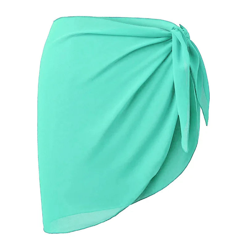 Women Short Sarong Skirt Chiffon Beach Coverup Scarf Wrap For Swimsuit Cover Short Beach Wear