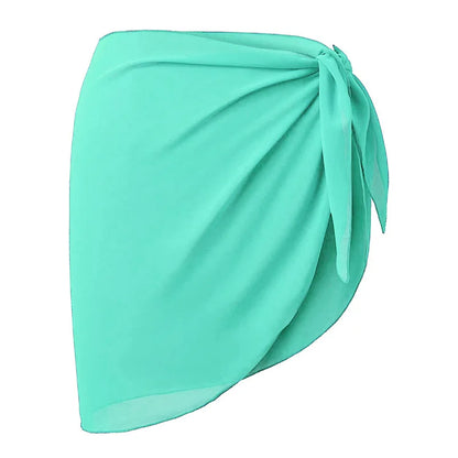 Women Short Sarong Skirt Chiffon Beach Coverup Scarf Wrap For Swimsuit Cover Short Beach Wear