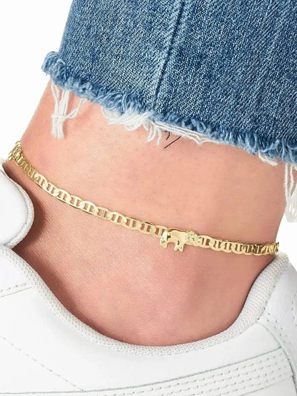 Summer Jewelry Gold Plated Flat Marina Elephant Anklet For Women Gift For Women