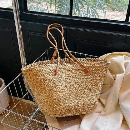 Casual Large Capacity Tote Designer Wicker Woven Women Handbags Summer Beach Bali Straw Bag Lady Travel Big Basket Purse