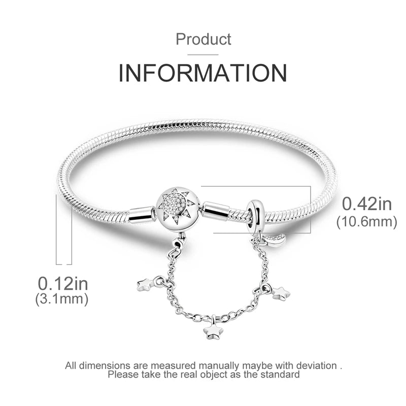 925 Sterling Silver Travel Plane Snake Basic Chain Cat and Moon Bracelet fit Original Charm Beads DIY Women Design Jewelry Party