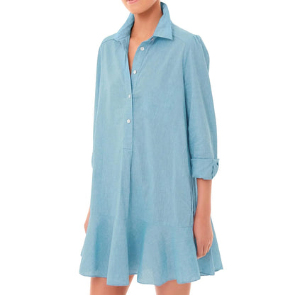 Women Loose Dresses Fashion Casual Half Open Shirt Hem Ruffle Classic Solid Dresses Daily Commute Date Simple Long Sleeve Dress