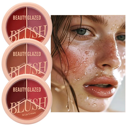 3-color blush palette-cream 2-in-1 multifunctional facial lip makeup, berry, pink, red waterproof