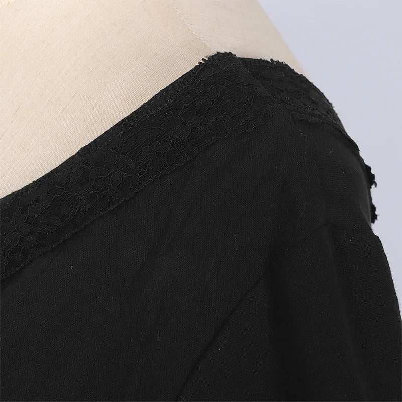 2025 New Beige Halloween/Christmas Square Neck Lace Trim Bell Sleeve Dress for Women, Halloween/Christmas COS Costumes Long Sirt