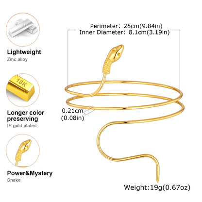 Upper Arm Armlet Bracelets for Women, Fashion Creative Spiral Line Adjustable Armband Cuff Bangle, Luxury Aesthetic Jewelry
