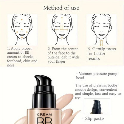 BB cream foundation (with brush) is waterproof, long-lasting, and moisturizing, suitable for all light skin tones.