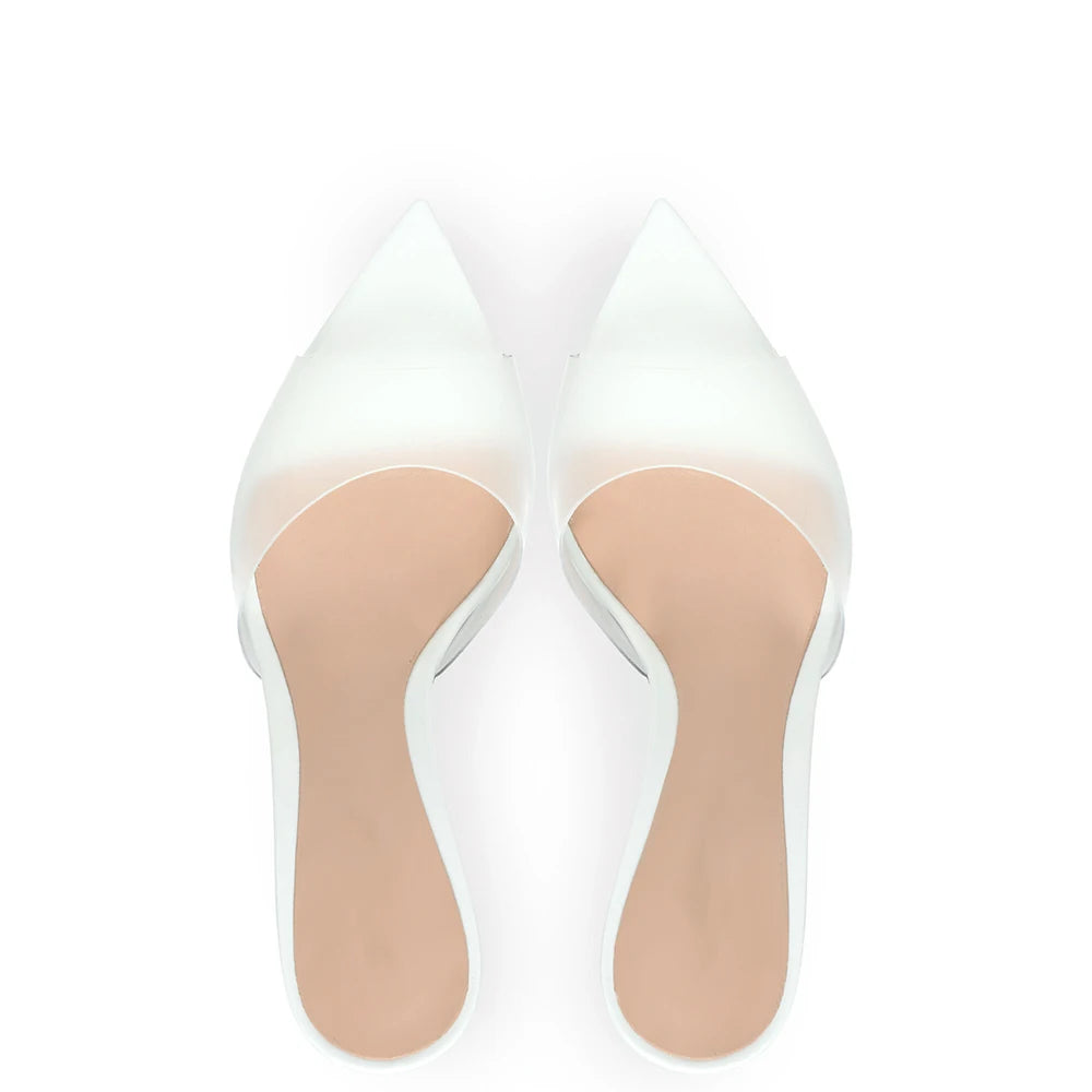 PVC Clear Open Toe Designer Kitten Heels For Ladies Mules Shoes Slippers Transparency