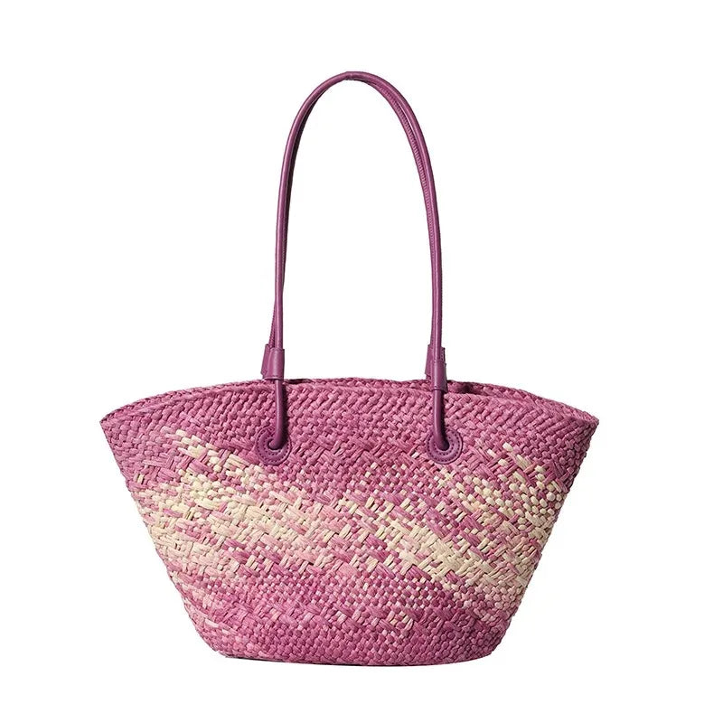 Casual Large Capacity Tote Designer Wicker Woven Women Handbags Summer Beach Bali Straw Bag Lady Travel Big Basket Purse