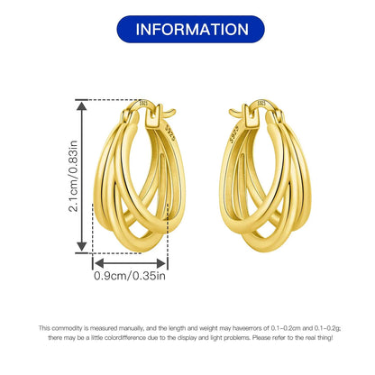 925 Sterling Silver Exquisite Multi-layer Ear Ring Jewelry Versatile Hoop Earrings For Women Jewelry Fine Birthday Party Gift