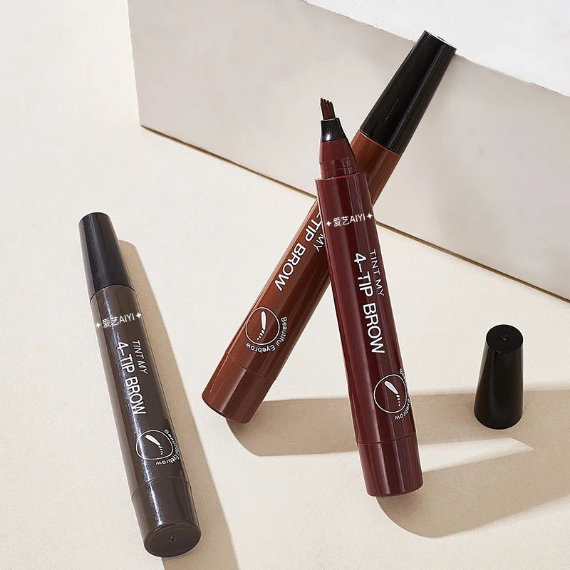 Waterproof Eyebrow Pen, Microblading Eyebrow Pencil With 4 Split Head, Natural Looking Brows Makeup ( 5 Colors)