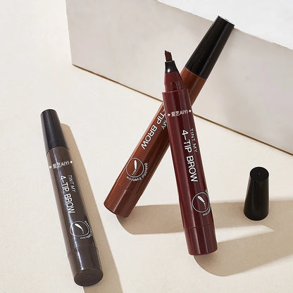 Waterproof Eyebrow Pen, Microblading Eyebrow Pencil With 4 Split Head, Natural Looking Brows Makeup ( 5 Colors)
