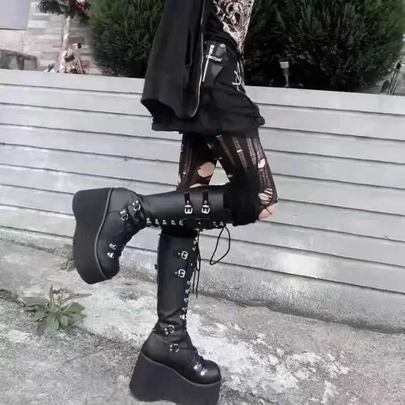 Wedges Long Boots for Women Gothic Shoes Over-the-knee Boots Cosplay High Platform Women Boots New High Heel Ladies Boot Botas