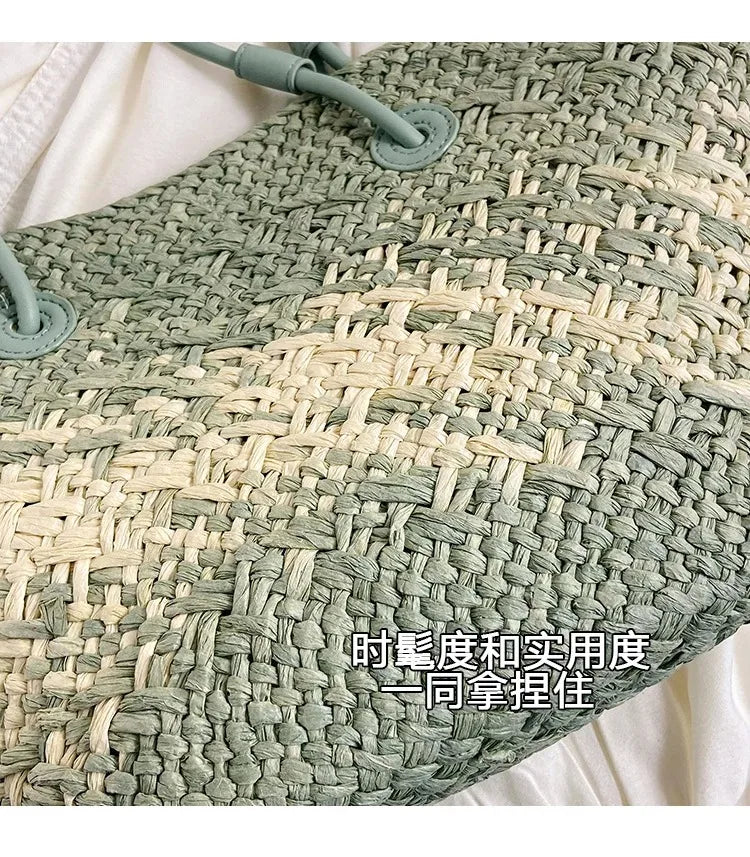 Casual Large Capacity Tote Designer Wicker Woven Women Handbags Summer Beach Bali Straw Bag Lady Travel Big Basket Purse