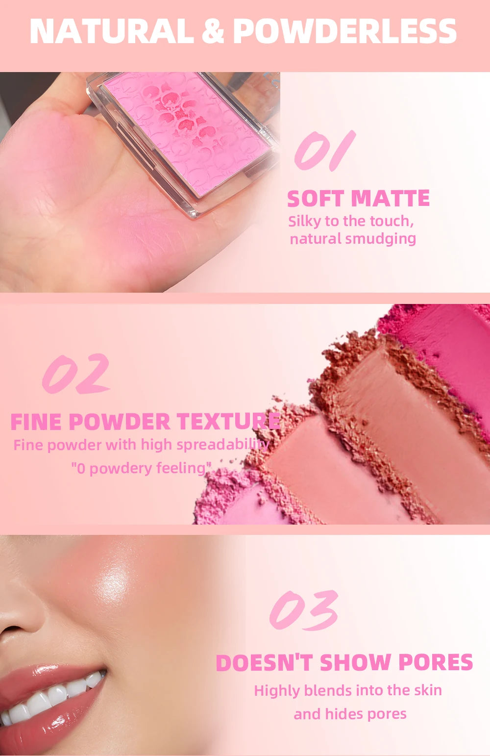 Embossed Powder Blush Peach Pink Coral Tint Makeup 3D Relief Blush Palette Brown Cheek Contour Rouge Cosmetics Face Brightens