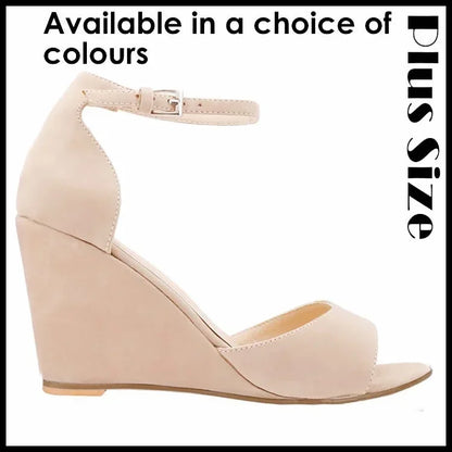 Women Wedge Sandals Sexy Pumps 8cm Casual Open Toe Ankle Strap Buckle High Heels Party Wedding Dress Ladies Shoes Large Size 42