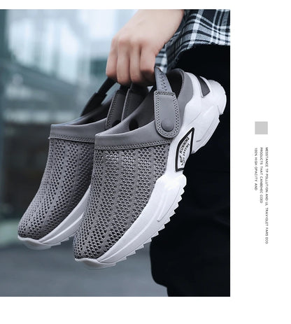 2025 Men Summer Sandal Mesh Mules Breathable Padded Beach Flip Flops Shoes Solid Flat Bath Slippers Outside Men Slippers Zapatos