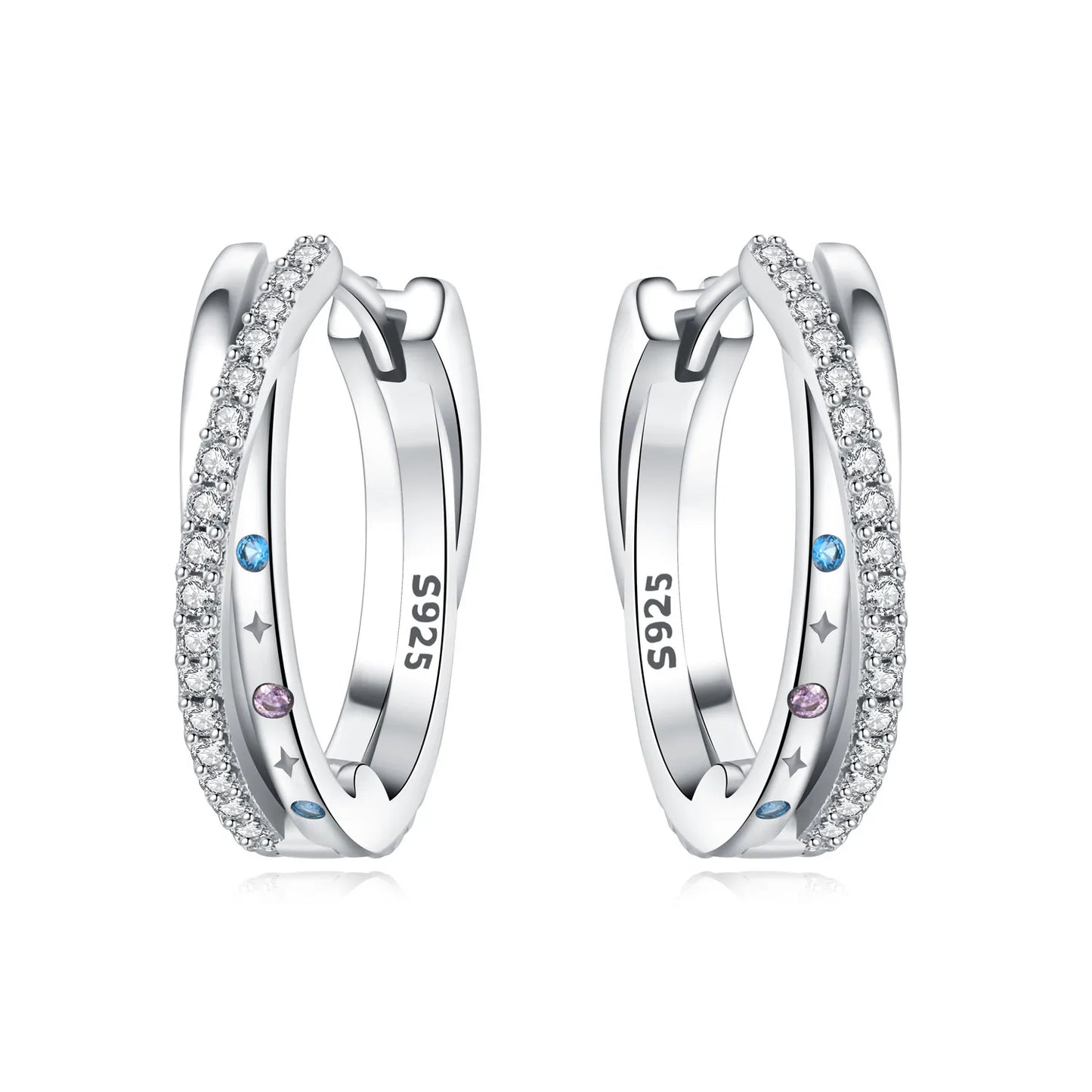 925 Sterling Silver Exquisite Multi-layer Ear Ring Jewelry Versatile Hoop Earrings For Women Jewelry Fine Birthday Party Gift