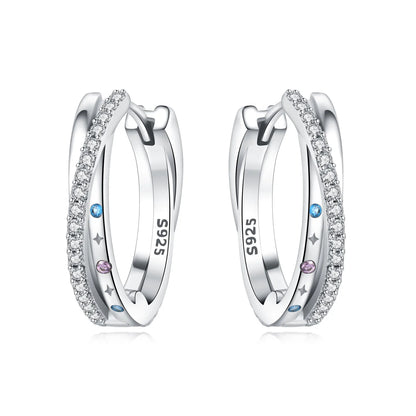 925 Sterling Silver Exquisite Multi-layer Ear Ring Jewelry Versatile Hoop Earrings For Women Jewelry Fine Birthday Party Gift