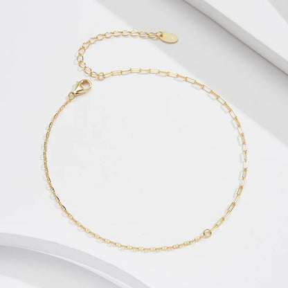 ORSA JEWELS 925 Sterling Silver Mariner Chain Anklets Fashion Women Summer 14K Gold Foot Bracelet Ankle Straps Jewelry SA24