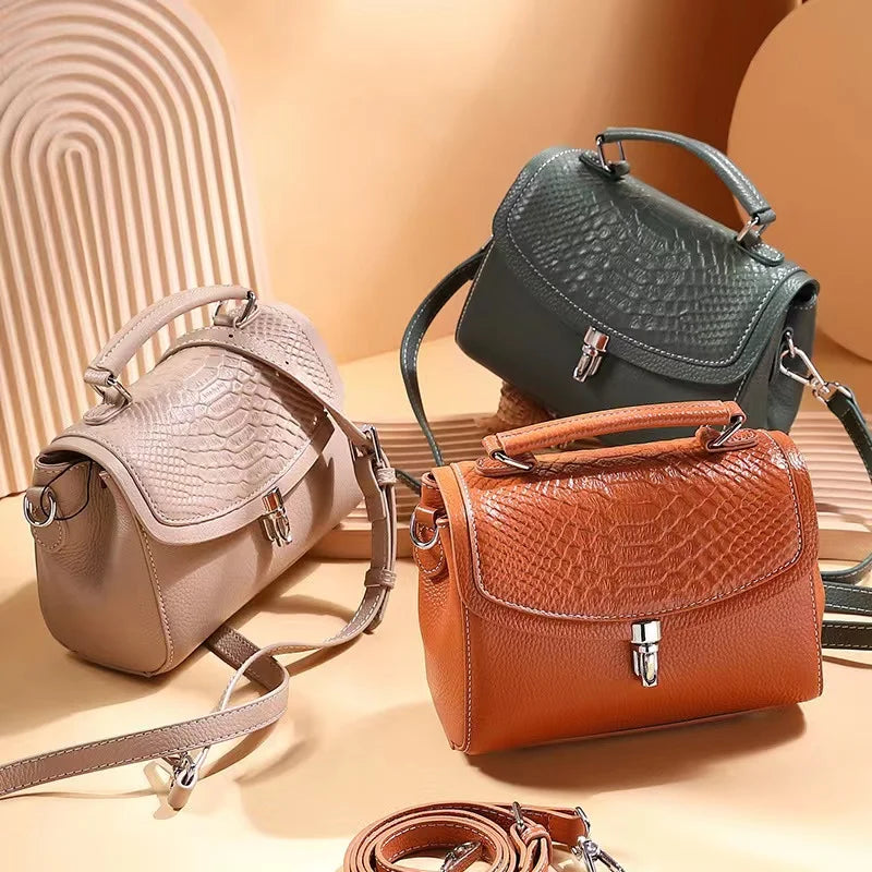 Women's Mini Bag Genuine Leather Lady Handbag Female Crocodile Pattern Crossbody Shoulder Bag Fashion Trend Small Flap Messenger