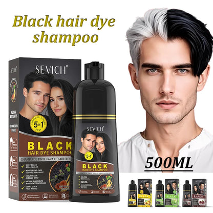 500ml Black Dyed Shampoo Instant Dye Covers Natural Gray Hair Shampoo Black Hair Dye Herbal Ginseng Ginger White Hair Dyed Black