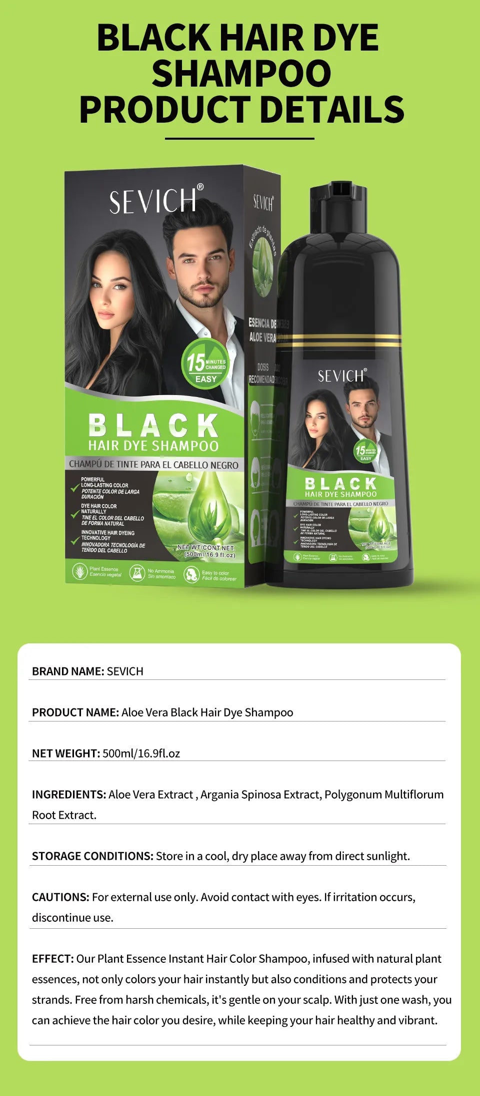500ml Black Dyed Shampoo Instant Dye Covers Natural Gray Hair Shampoo Black Hair Dye Herbal Ginseng Ginger White Hair Dyed Black