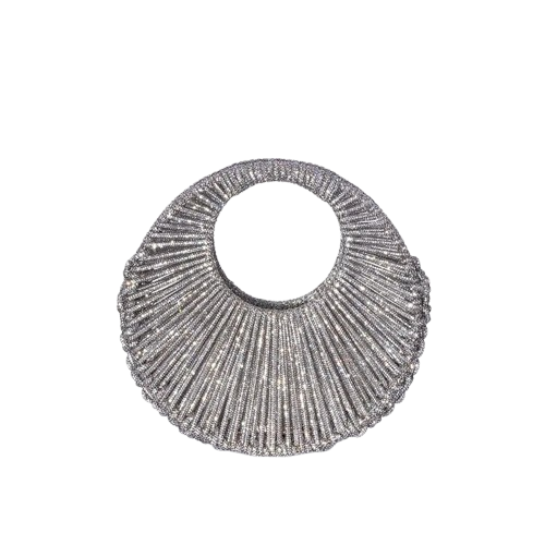 Circular Hollow Out Evening Clutch Party Bag For Women Luxury Designer Handbag New Fashion Shiny Rhinestones Shoulder Crossbody