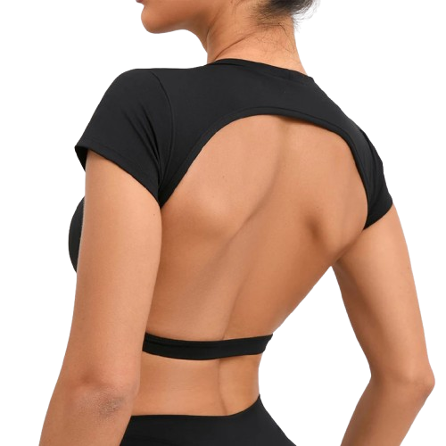 Hearuisavy Summer Sports Shirts Breathable Workout Tops Fitness Sportswear Backless Yoga Clothing Sport Crop Tops Women Gym Top