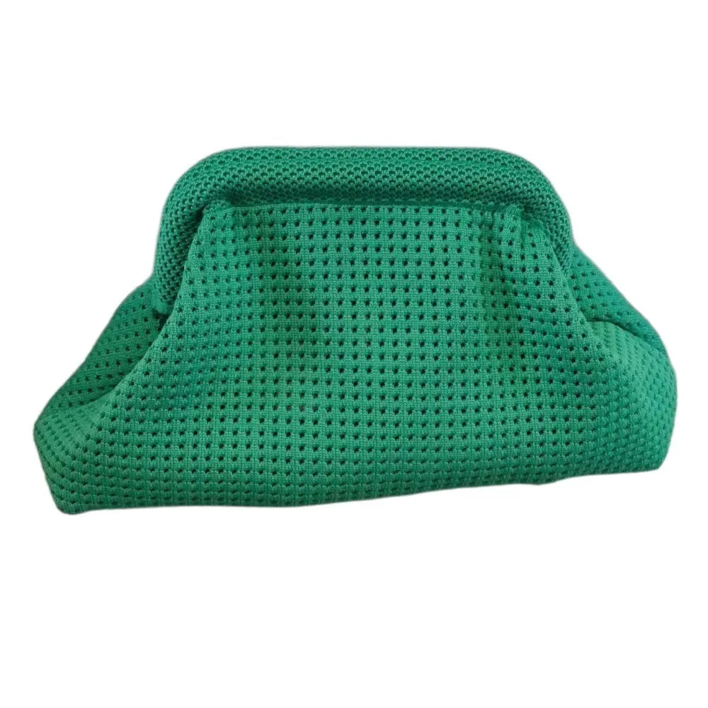 Durable Polyester Summer Beach Clutch Bag Elastic Soft Hollow Out Pouch Large Capacity Breathable Small Crochet Handbag Spring