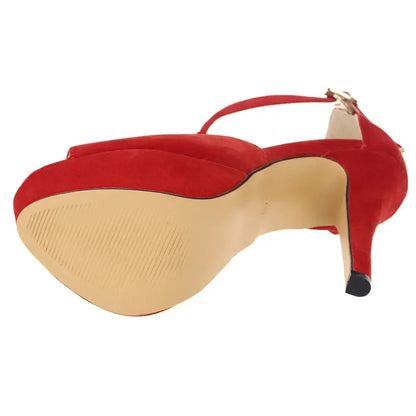 2026 New Women Platform Suede High Heels Sandals 14CM Sexy Peep Toe Ankle Strap Stilettos Pumps T-Strap Party Wedding Shoes