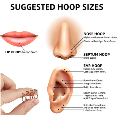 Hinged Nose Ring Hoop Septum Hoop  Ring Tragus Rook Ring Piercing Jewelry Lip Labret Ring Clicker Cartilage Earrings Women Gift