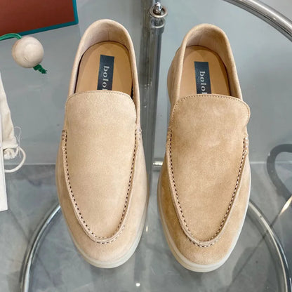 High Quality Men's walking driving shoes Unisex All genuine leather loafer Sheepskin suede Flat casual women's shoes large size